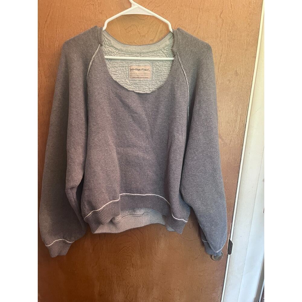 We The Free People Midnight Pullover Sweatshirt Size S Gray Slouchy Lagenlook